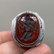 Lovely Old Roman King Agate Intaglio Stone Wonderful Ring