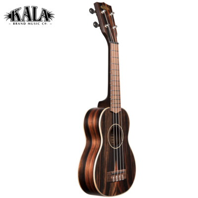 Kala KA-EBY-S Striped Ebony Series Soprano Size Ukulele with Aquila Super Nylgut