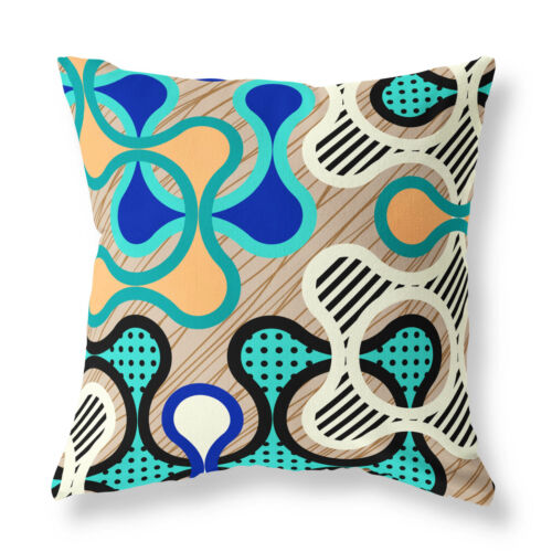 Turquoise Pattern Zip FILLED CUSHION Fawn Designer - Picture 1 of 3