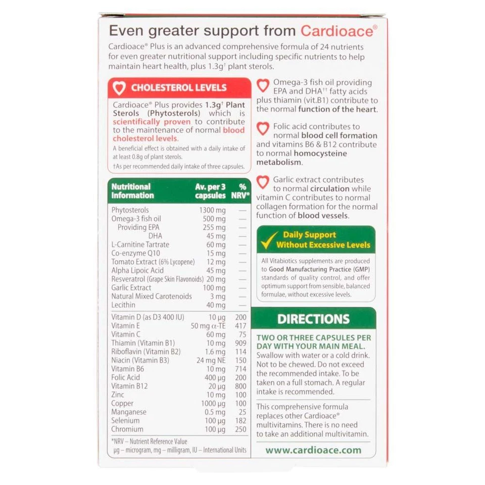 Vitabiotics Cardioace Plus - 60 cápsulas Foto 4 de 4