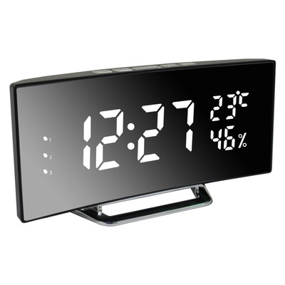 Digital Alarm Clock, LED Alarm Clock with Modern Curved Design, 2 Levels Brig...