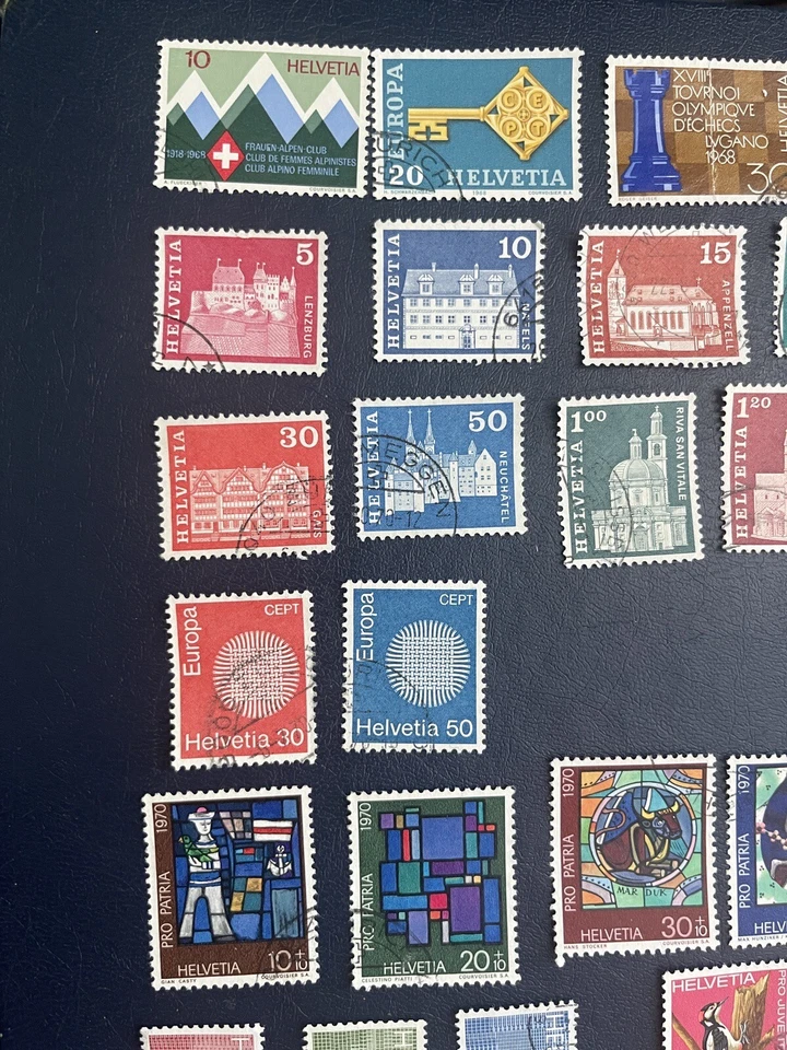 SWITZERLAND HELVETIA  1968-1970 CTO 6 Sets -25 Stamps, 2 Block Of 4,1 Block Of 2 - Image 2 of 4