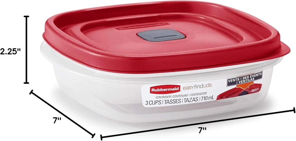 Rubbermaid- 3 CUP- Easy Find Vented Lid Food Storage Containers- 4 PACK - Image 3 of 3