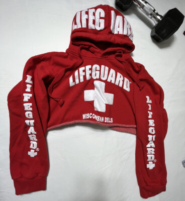 ''NEW'' LIFEGUARD Graphic Red Hooded Sweatshirt Women's Medium#B-781