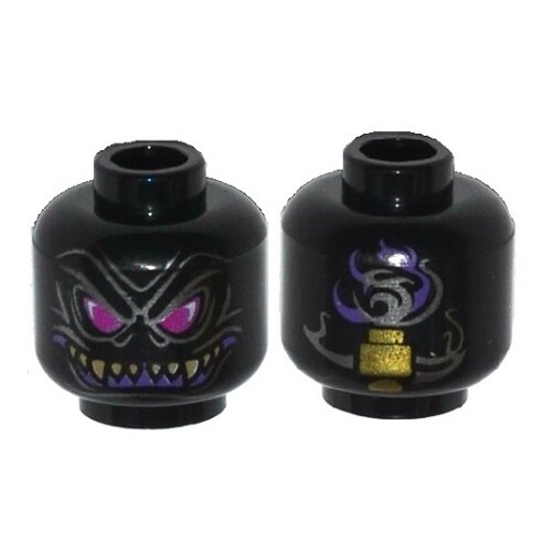 LEGO - Minifig, Head Magenta Eyes, Dark Purple Grin w/ Sharp Teeth