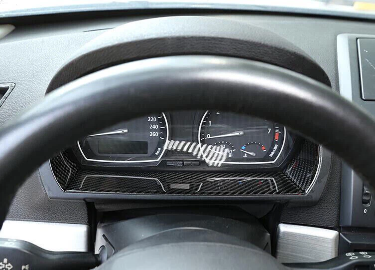 Para BMW X3 E83 2006-2010 Consola central de fibra de carbono real Panel de instrumentos Borde Foto 4 de 4