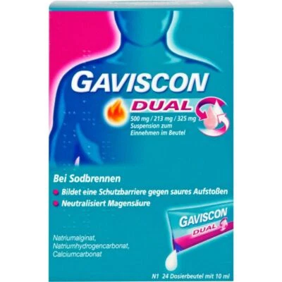 RECKITT BENCKISER DEUTSCHLAND GMBH GAVISCON Dual 500mg/213mg/325mg Suspens.im Beutel 240 ml PZN 04363834