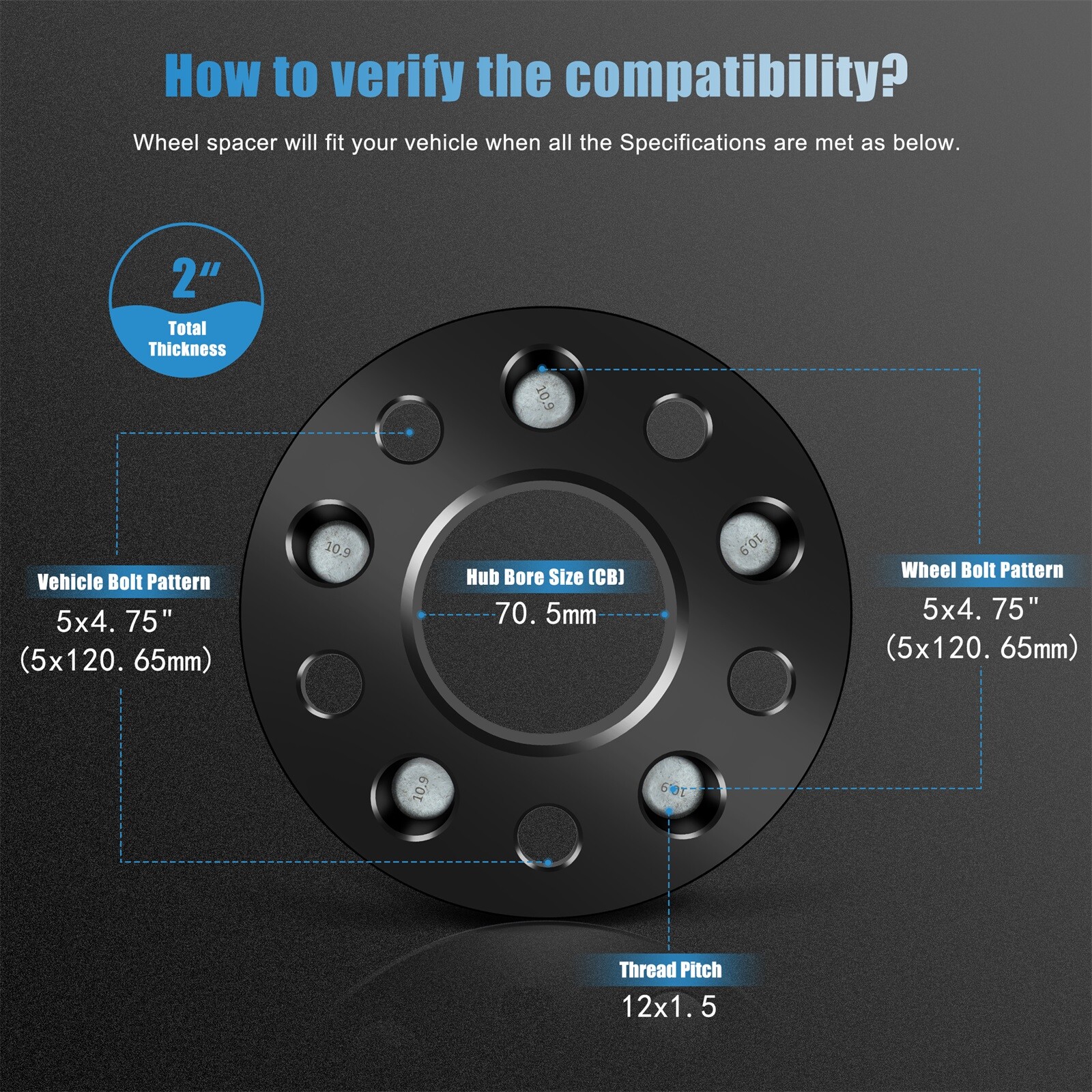 (2) 5x4.75 Wheel Spacers 2 inch Fits Chevy S10 Blazer Camaro Corvette