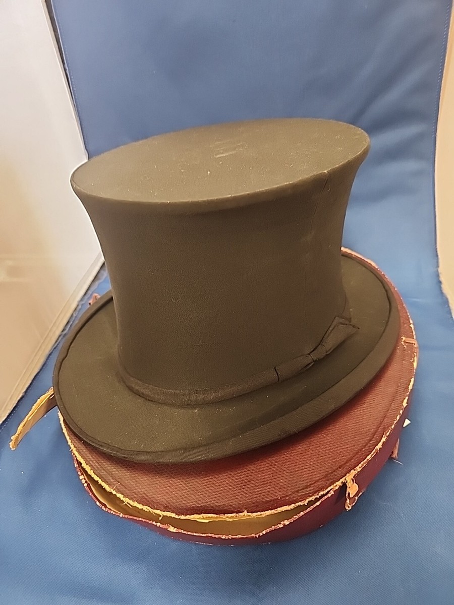 Brown Foldable Top Hat Vintage Men's Top Hat Silk Opera