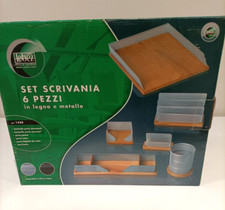 Set da scrivania accessori ufficio 6 pezzi Lebez in legno e metallo Codice 1428