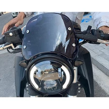 5-7'' Universal Motorcycle Headlight Fairing Windshield Windscreen Black Round