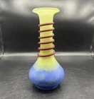 Dale Tiffany Favrile Vase Art Glass Green Blue Red Swirl Vintage 10”