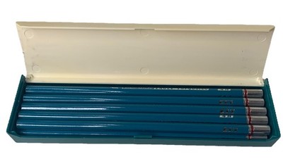 Vintage NOS Plastic Box Eagle 4H Turquoise Drawing Pencils 12 Made In USA