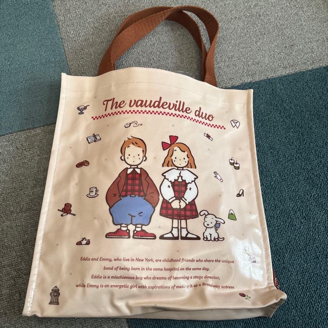 Sanrio Vaudeville Duo Tote Bag A4 Size Eddie & Emmy PVC, Cotton