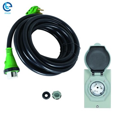 50 Amp 25/30/50FT Generator Power Cord & Power Inlet Box NEMA 14-50P/SS2-50R