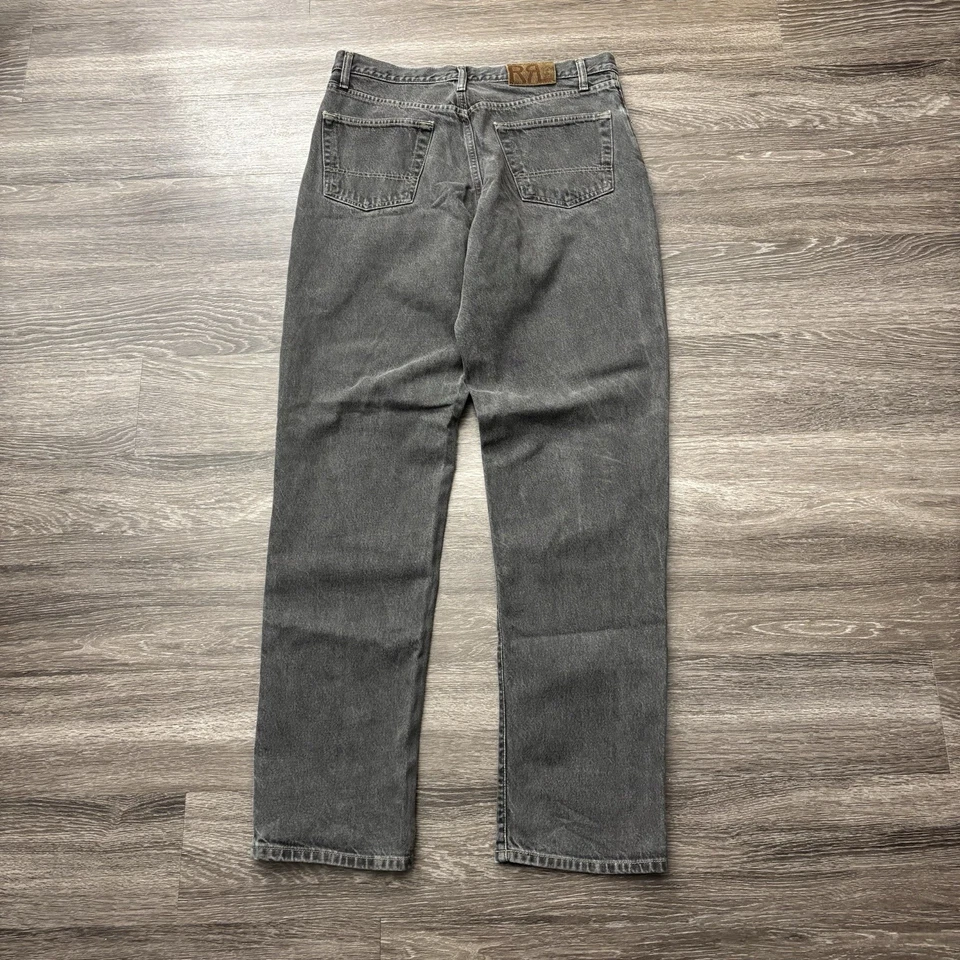 Pantalones de mezclilla Ralph Lauren RRL negros de pierna recta para hombre talla 36x35 vintage con botones Foto 3 de 4