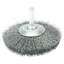 17915 3" Stem-Mounted Concave Crimped Wire Wheel, .008" Steel Fill, 1/4" Stem...