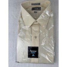 Vintage Arrow Kent Mens Dress Shirt Cream Tan Long Sleeve 17-33 Made in USA NIP