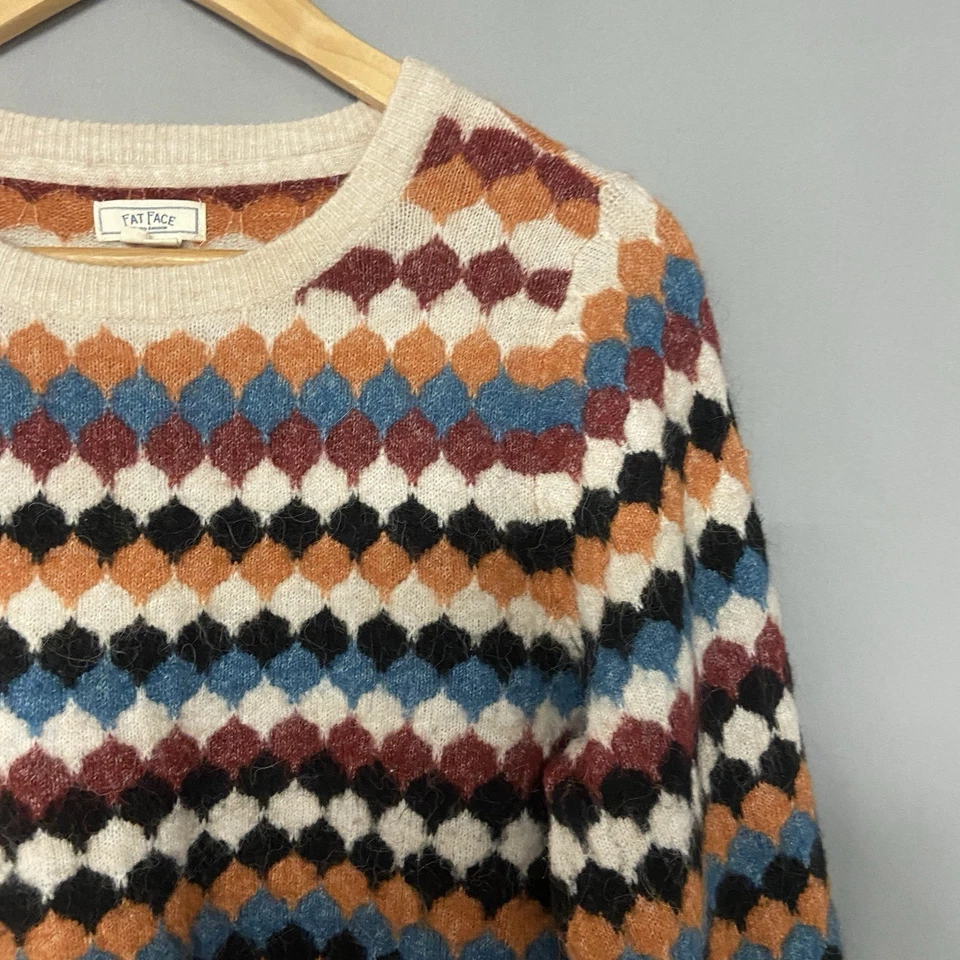 Suéter Pullover Fat Face Mezcla Lana Alpaca Mujer Reino Unido 8 Otoño Geométrico Foto 3 de 4