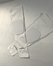 Compression arm sleeves w/elbow pads for volleyball basketball white
