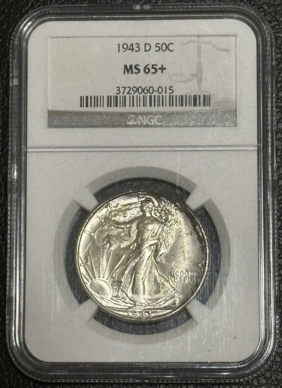 1943-D Walking Liberty Silver Half Dollar - NGC MS 65+