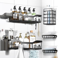 7 Pack Shower Caddy Adhesive,Stainless Steel Shower Organizer Shelf