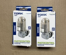 Lot of  2 - Tork Model 2001 Photocontrol w/ Swivel 1/2" Conduit Mounting 120VAC