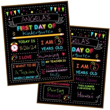 First Last Day of School Sign Board Reusable Washable Chalkboard 12x10 Inch