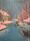SVEND SVENDSEN (1864-1945), Norway / Illinois, Orig. Oil, "Evening Snow Scene" — photo 2