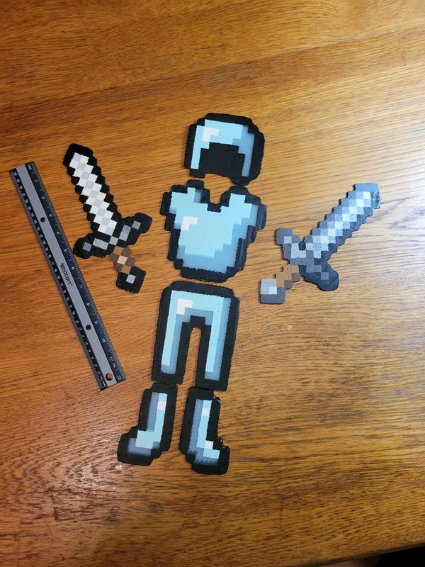 Pearler Bead Minecraft Diamond Armor and Swords