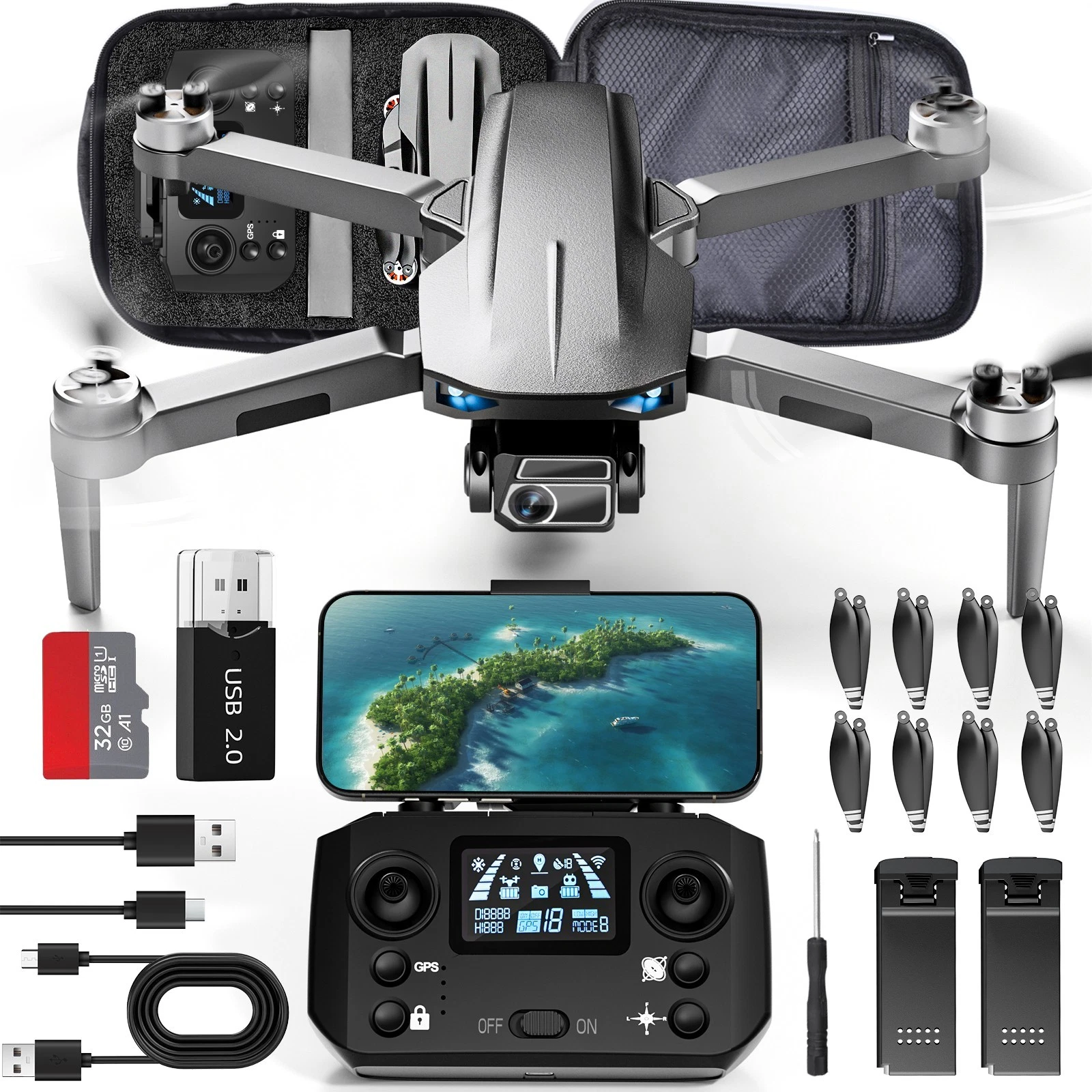 4K GPS Drone 5G WiFi with 32GB Card - 50 Min Flight
