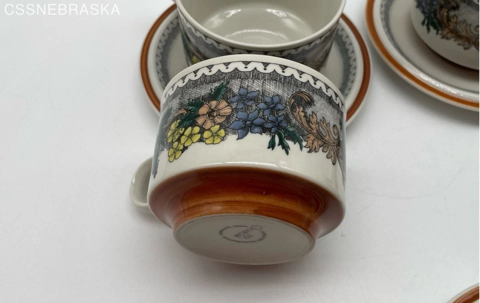 Juego de 5 tazas/platillos de té florales Goebel de colección Oeslauer Manufaktur Alemania raros Foto 3 de 4