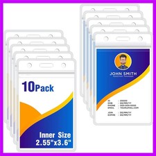 10Pack Vertical ID Badge Holder Extra Thick Clear ID Card Holder with Waterproo