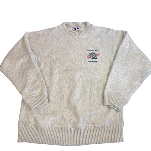 Vtg 1991 Nutmeg Minnesota Twins World Series Sweatshirt Men L Gray Ribbed Collar - Picture 8 of 16