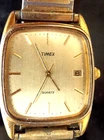 MENS  VTG TIMEX  TV TANK NEW  BATTERY WORKS  DATE STRETCH BAND BIG WRIST