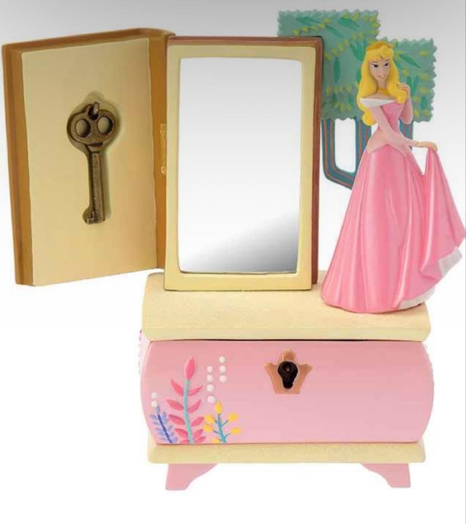 Disney Princess Aurora Dresser Mirror Accessory Case Key Lock