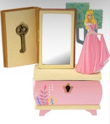 Disney Princess Aurora Dresser Mirror Accessory Case Key Lock