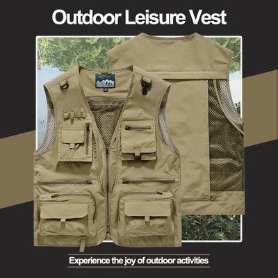 Mens Fishing Vest Outdoor Hiking Jacket Sports Quick Drying Breathable Waistcoat