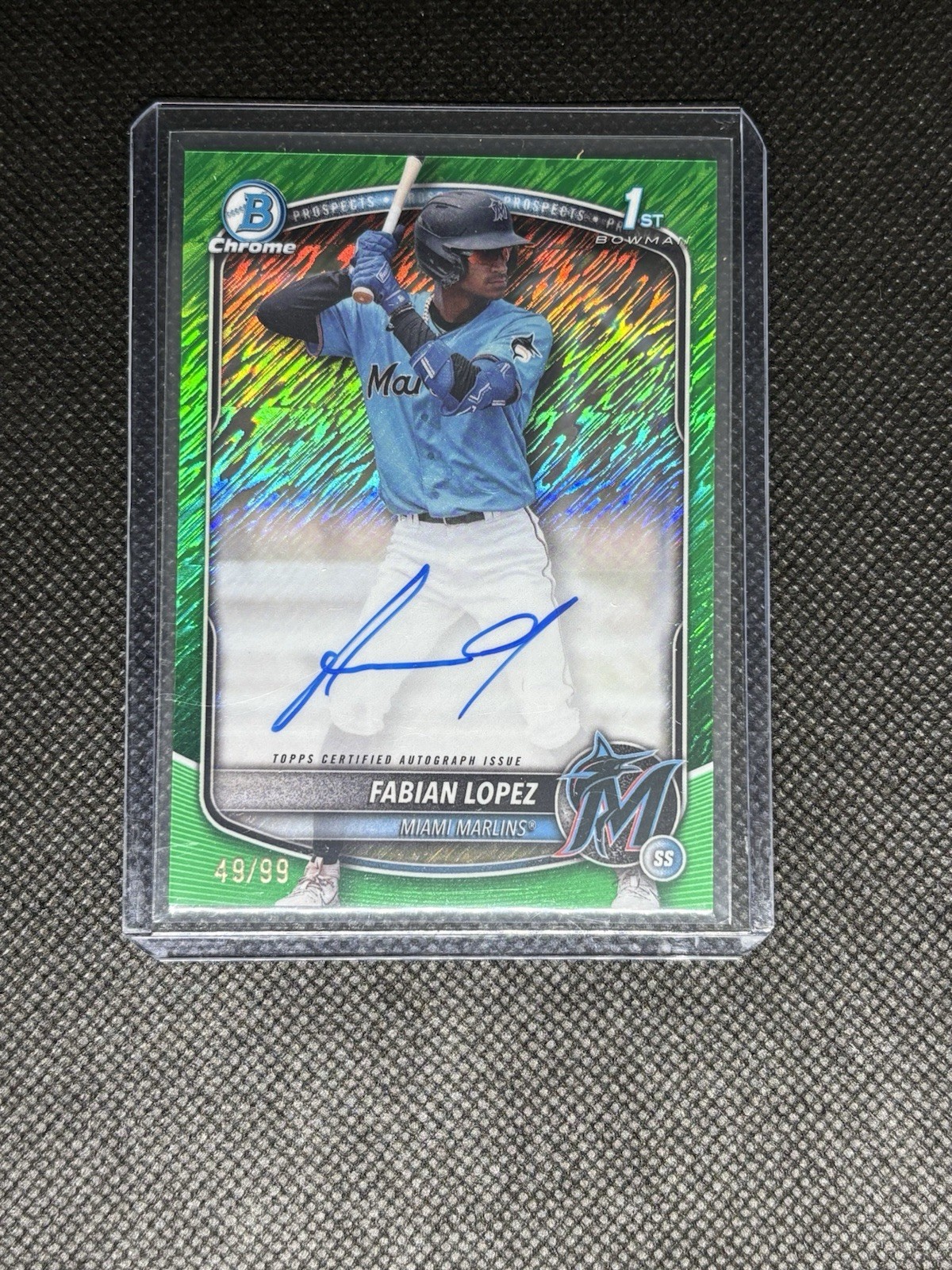2025 Bowman Chrome 1st Green Shimmer Auto /99 Fabian Lopez