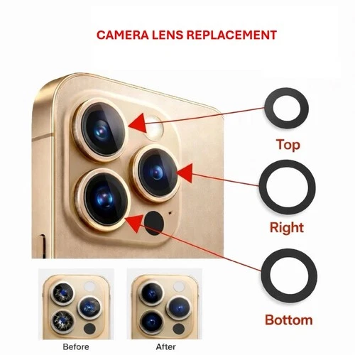 For Apple iPhone 11 12 13 14 15 16 17 Pro Max Back Camera Glass Lens Replacement