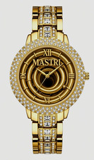 MASTRI Women’s Quartz Dress Watch Gold-Tone Bracelet Gold Dial Roman Crystal