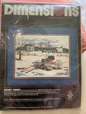 Vtg Dimensions SNOWY SURREY Cross Stitch Kit NEW Mildred Sand Kratz