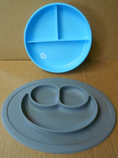 Set of 2 EZPZ Munchkins Spill Proof Silicone Divided Suction Plates Toddlers