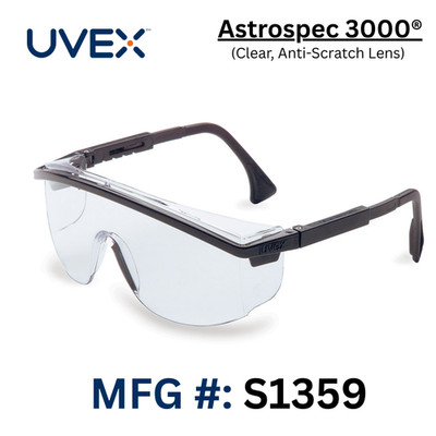 Anti-Scratch Safety Glasses - Uvex Astrospec  #S1359 - Made in USA - 1 Pair