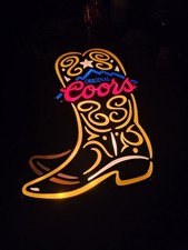 Vintage Coors original Beer Lighted boot tapping motion bar sign rare neon type