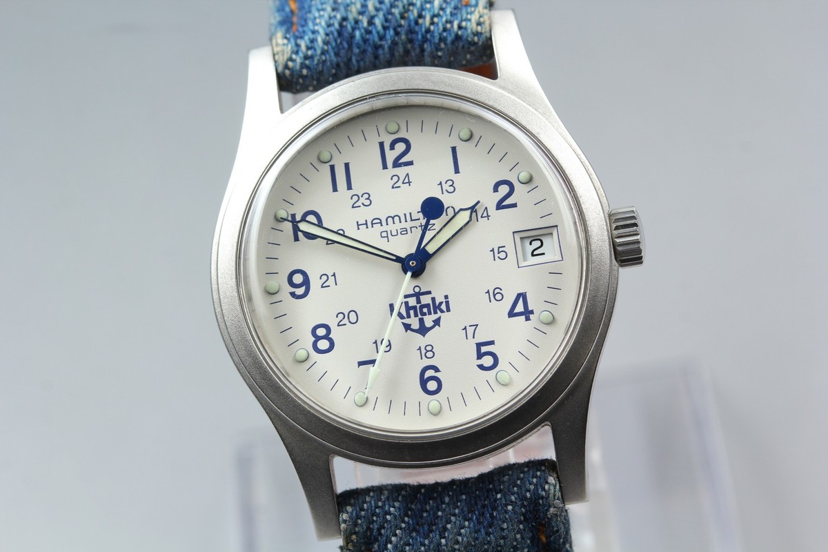 HAMILTON Khaki クォーツ 9797　オーバーホール済み Near MINT] Hamilton Khaki 9797 33mm White Dial Military Quartz