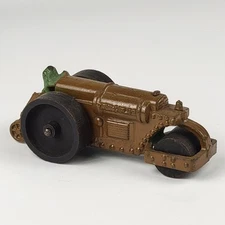 Vintage Cast Iron Hercules Road Roller Toy Steamroller Brown Green 1930s 1940s
