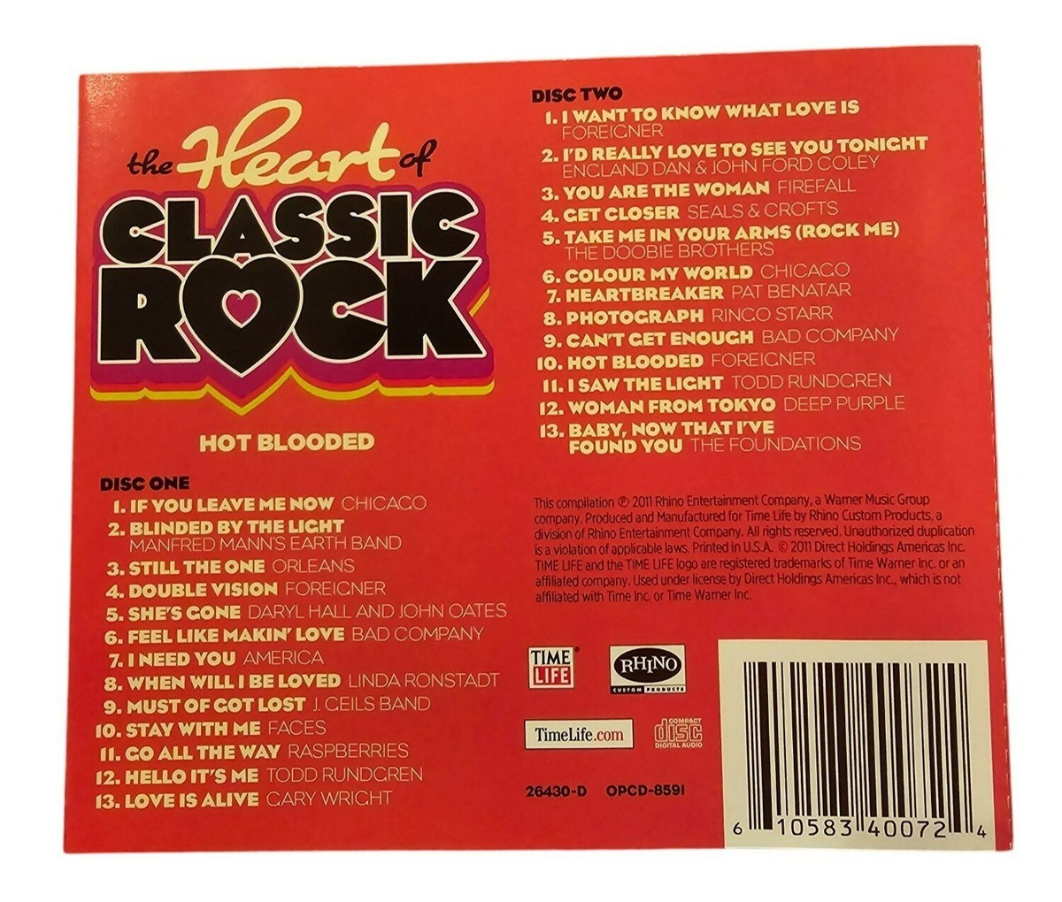The Heart Of Classic Rock Hot Blooded CD Music Collection Time