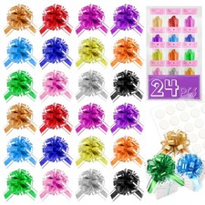 24PCS 6 Inch Large Pull Bows,12 Colors Bow for Gift Wrapping,Party Gift Weddi...