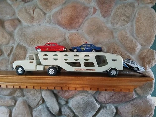1950'S Tonka Motor Transport W 3 Diecast Law Enforcement Cars And Ramp